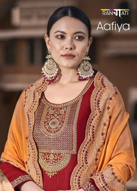 Rangati Prints Aafiya Bemberg Russian Silk With Elegant Embr...
