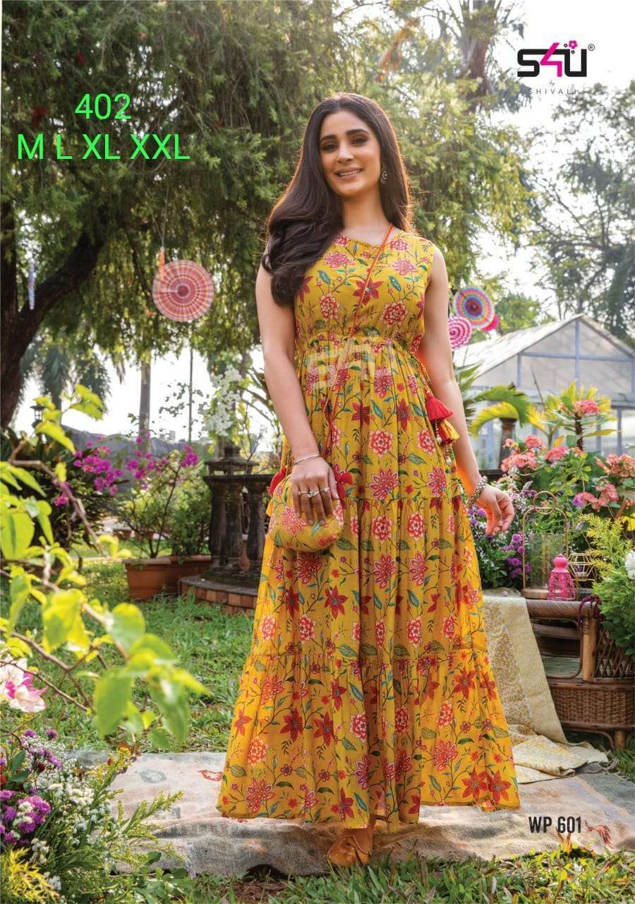 S4u 402 Printed fancy fabric readymade kurtis collection at ...