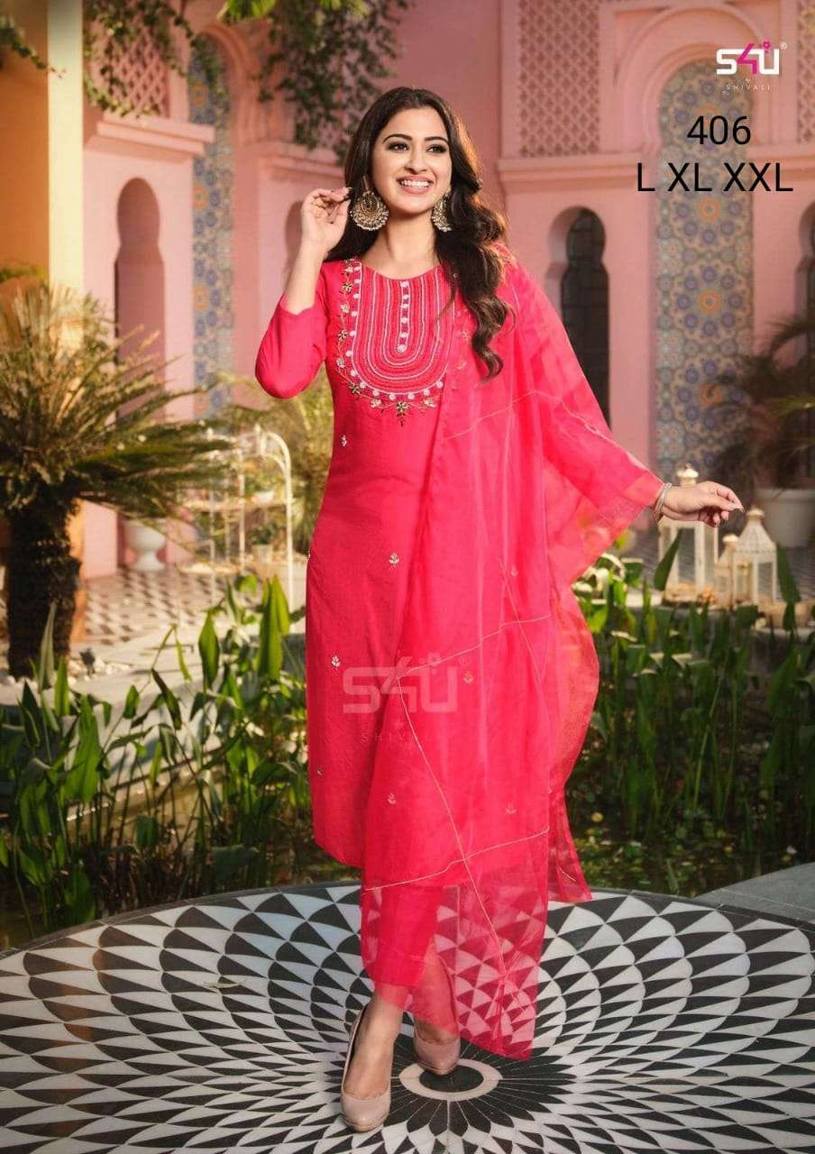 S4u 406 Fancy fabric with work readymade suits at wholesale ...