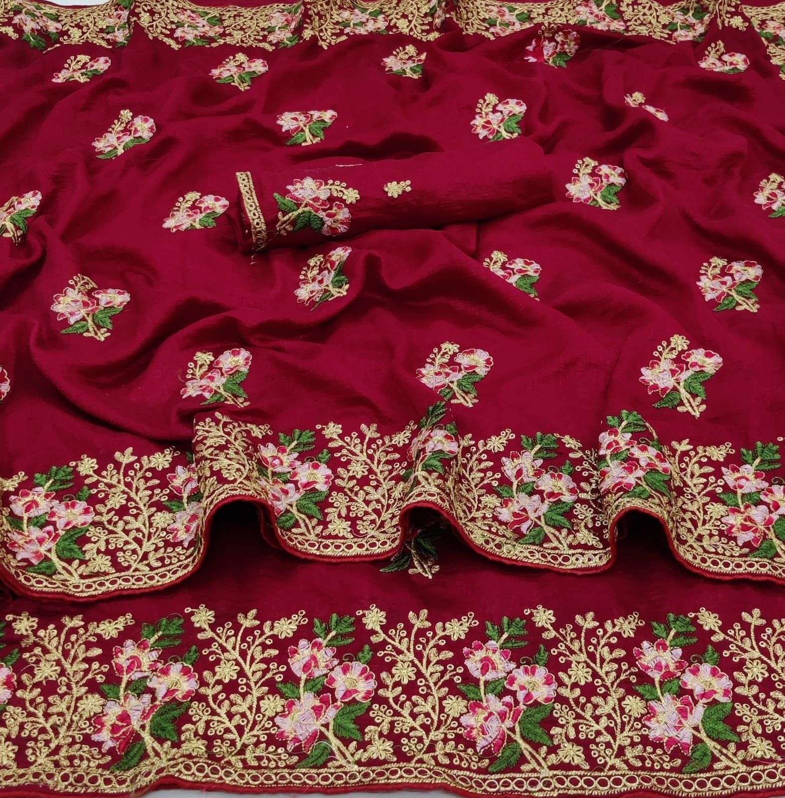 Saaransh GJ Vichitra Silk With Embrodiery Work Saree Collect...