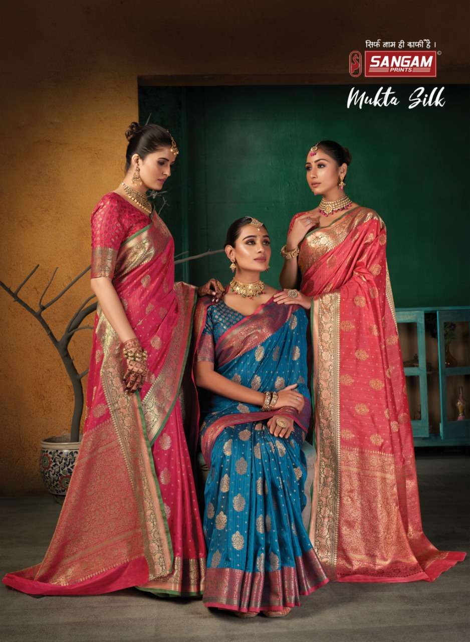 Sangam Print Mukta Silk With Waving Design Saree Collection