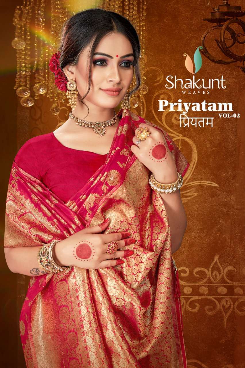 Shakunt Priyatam Vol 2 Cotton With Weaving Design Saree Coll...