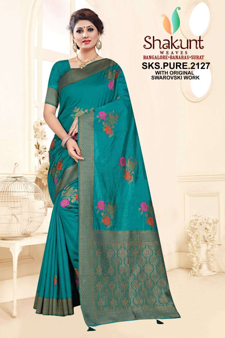 Shakunt Weaves SKS 2127 Art Silk with Weaving Design Saree C...