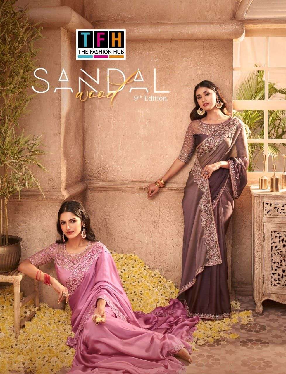 TFH Sandalwood 9th Edition Silk with embroidery work partywe...