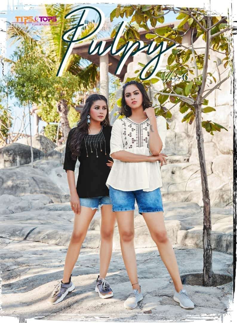 Tips And Tops Pulpy Vol 6 Rayon with embroidery work readyma...