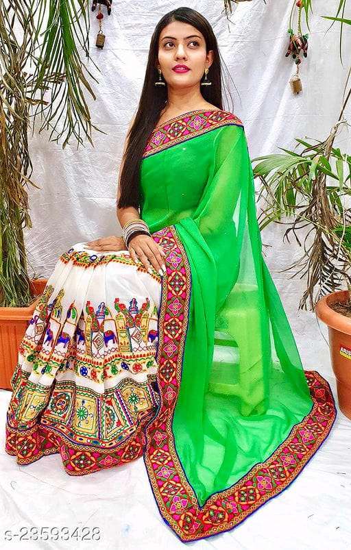 TRADITIONAL GAMTHI HATHI FIGURED SAREE GEORGETTE COLLECTION ...