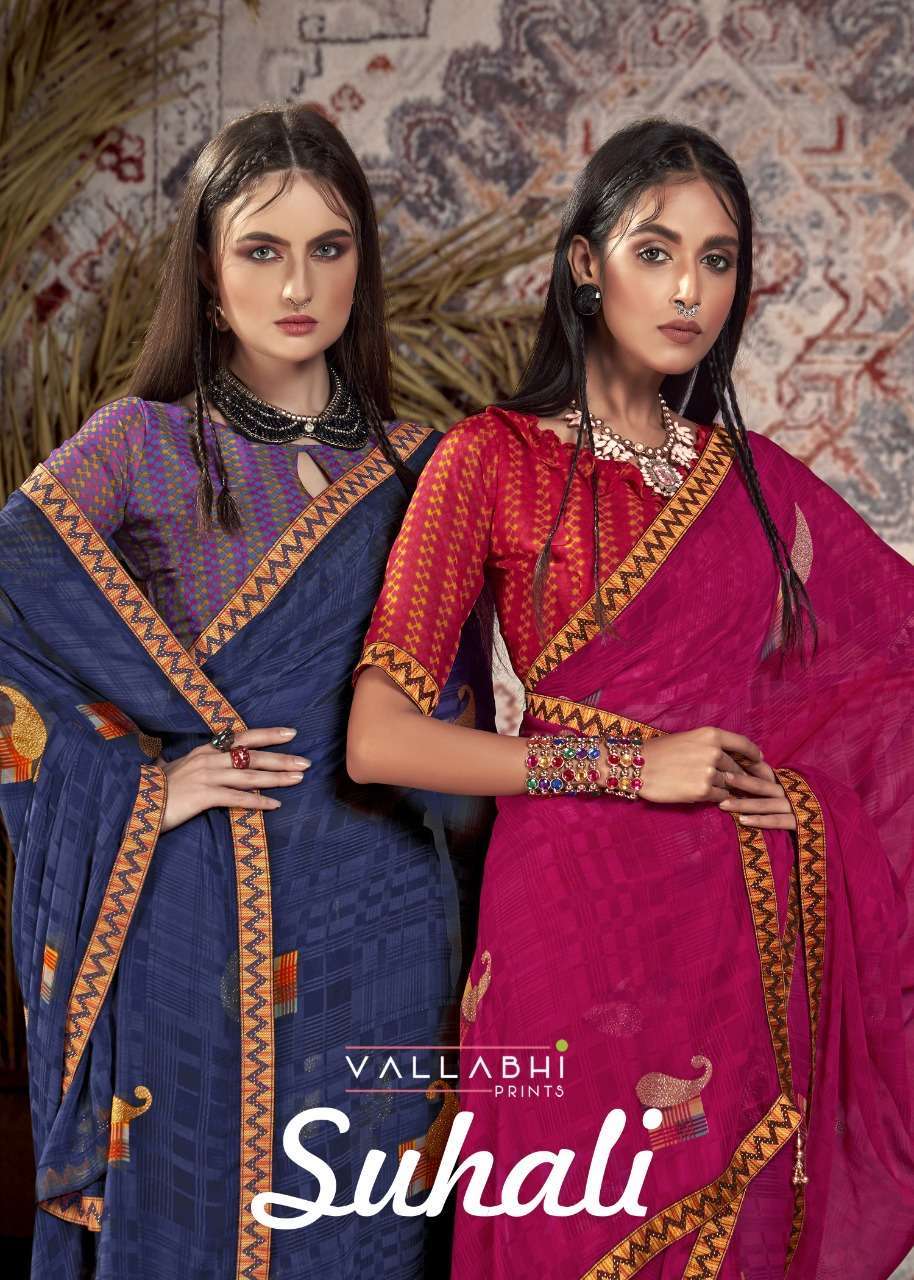 Vallabhi Suhali Printed weightless sarees collection at whol...