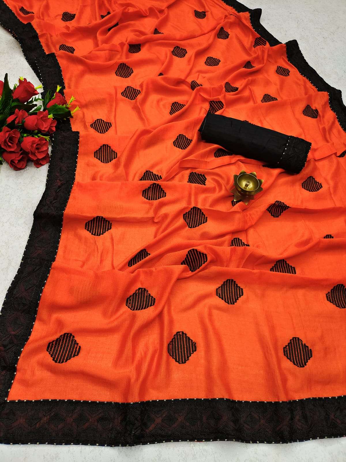 Vichitra Silk With Embroidery Work saree collection