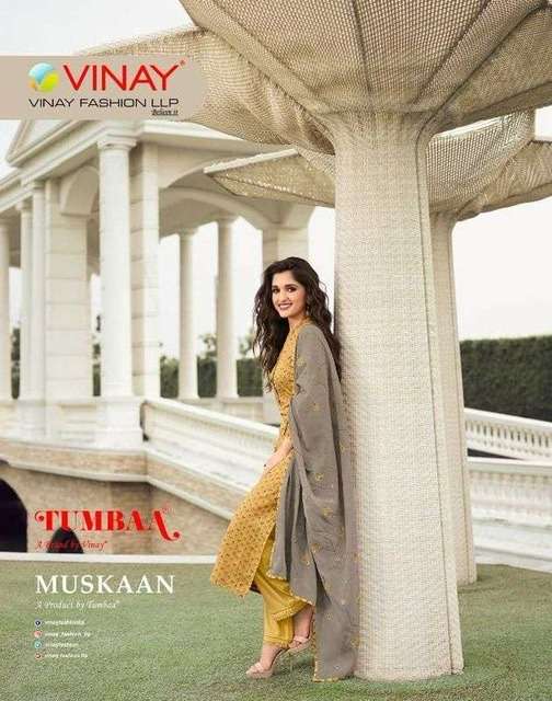 Vinay fashion tumbaa muskaan Printed lawn cotton with work r...