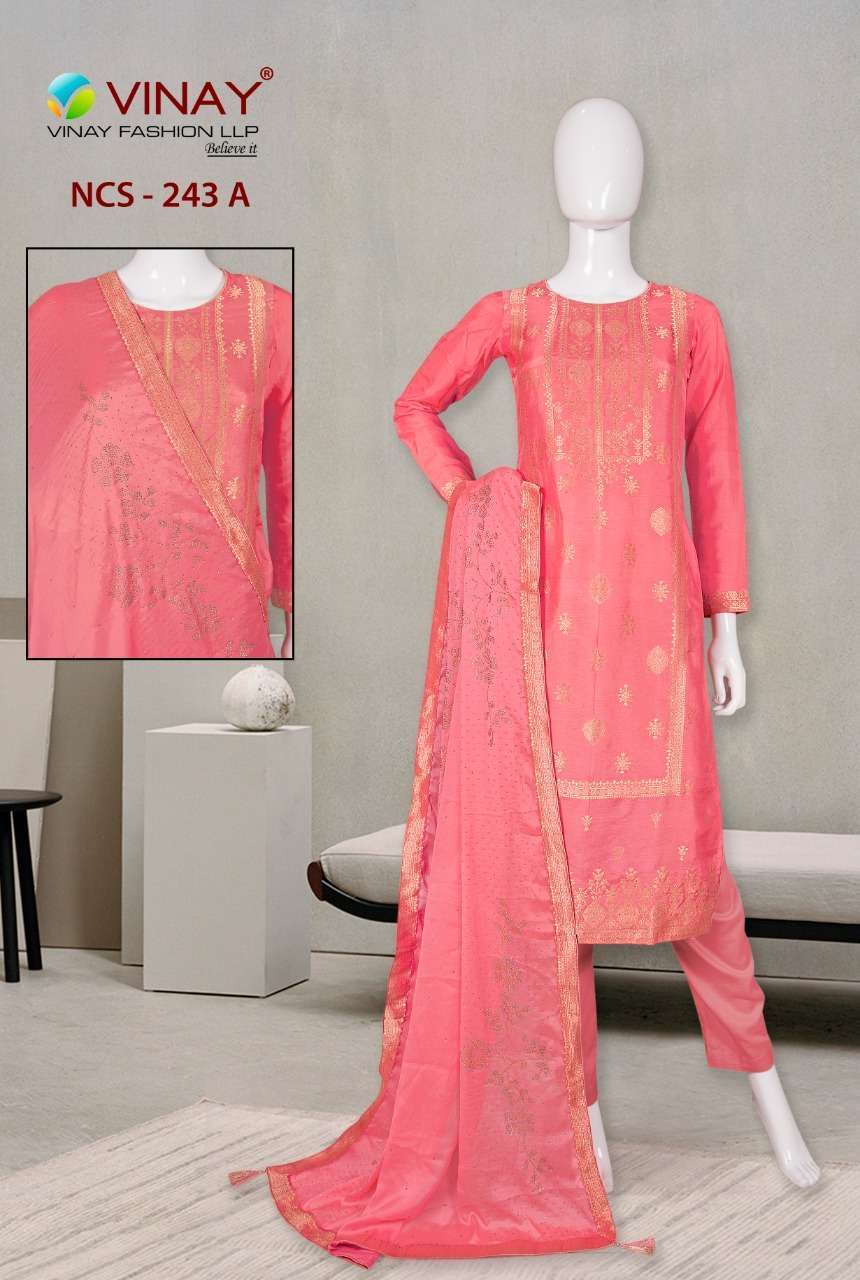 Vinay NCS 243 Exclusive Dola Jacquard Dress material at whol...