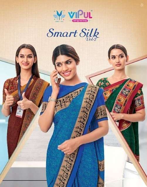 Vipul Smart Silk Vol 2 Printed crepe silk sarees at Wholesal...