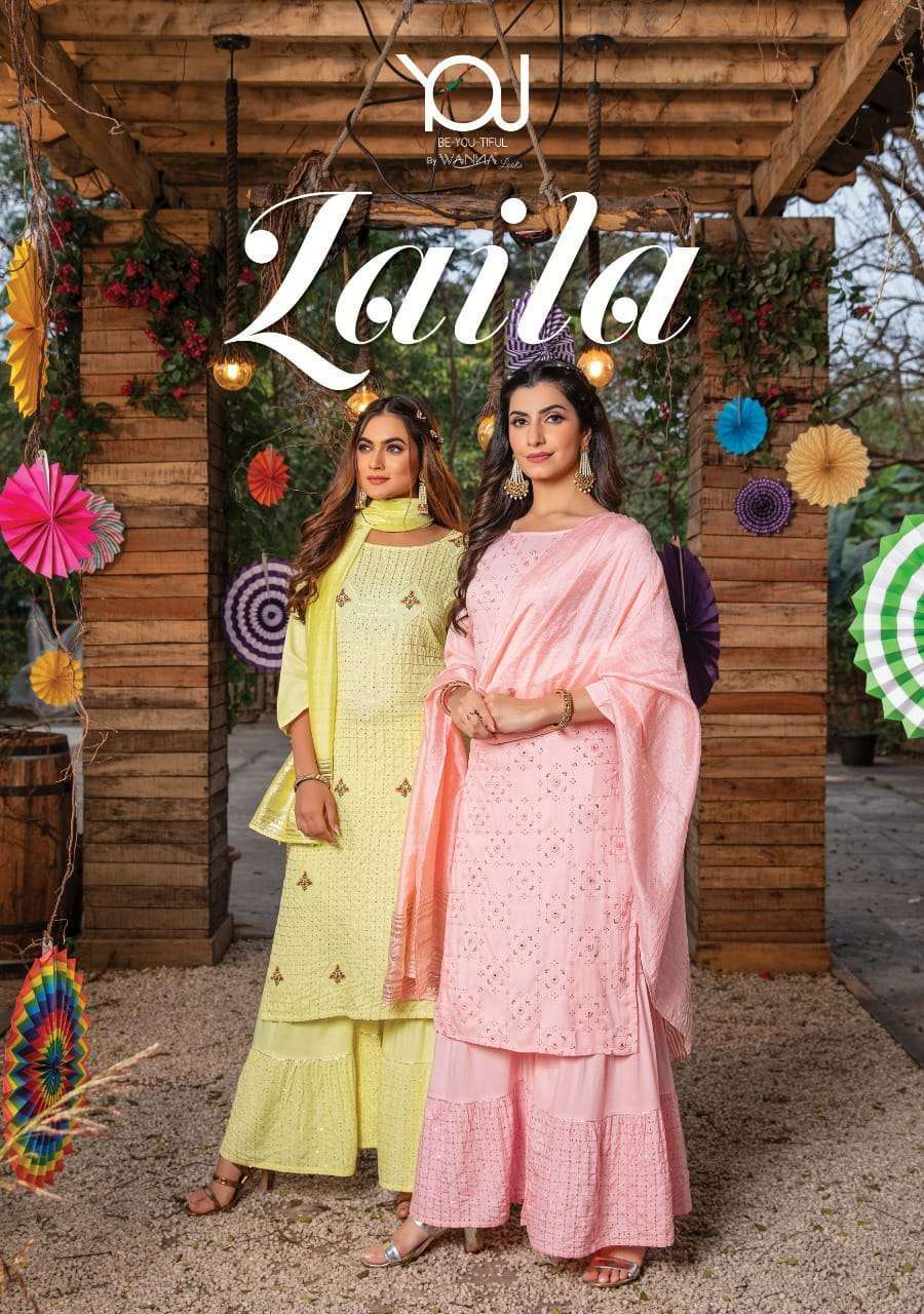 Wanna Laila Pure rayon with work readymade suits at wholesal...