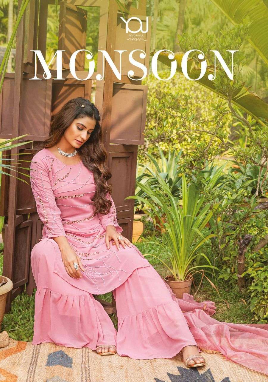 Wanna Monsoon Georgette with embroidery work readymade suits...