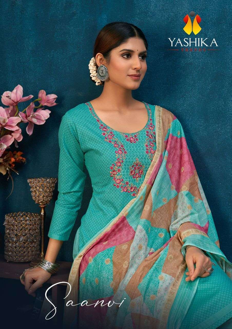 Yashika Trends Saanvi Printed cotton with embroidery work dr...