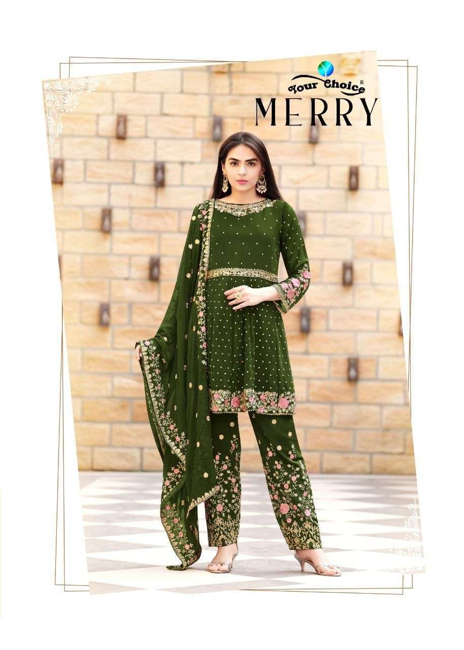 Your Choice Merry Georgette With Fancy Work Readymade Salwar...
