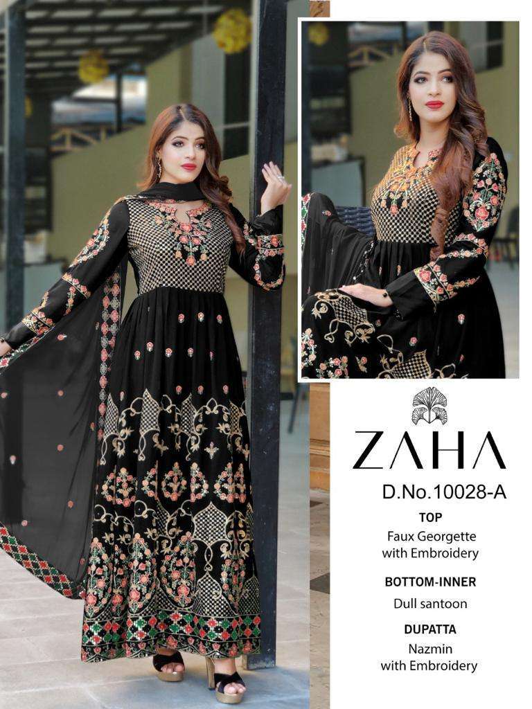 Zaha 10028 Georgette With Heavy Embroidery Work Pakistani Sa...