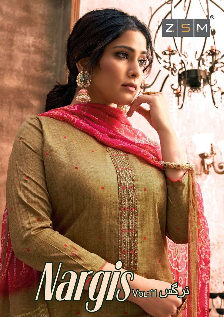 ZSM Nargis Vol 11 Glace Cotton Print With Heavy Embroidery W...