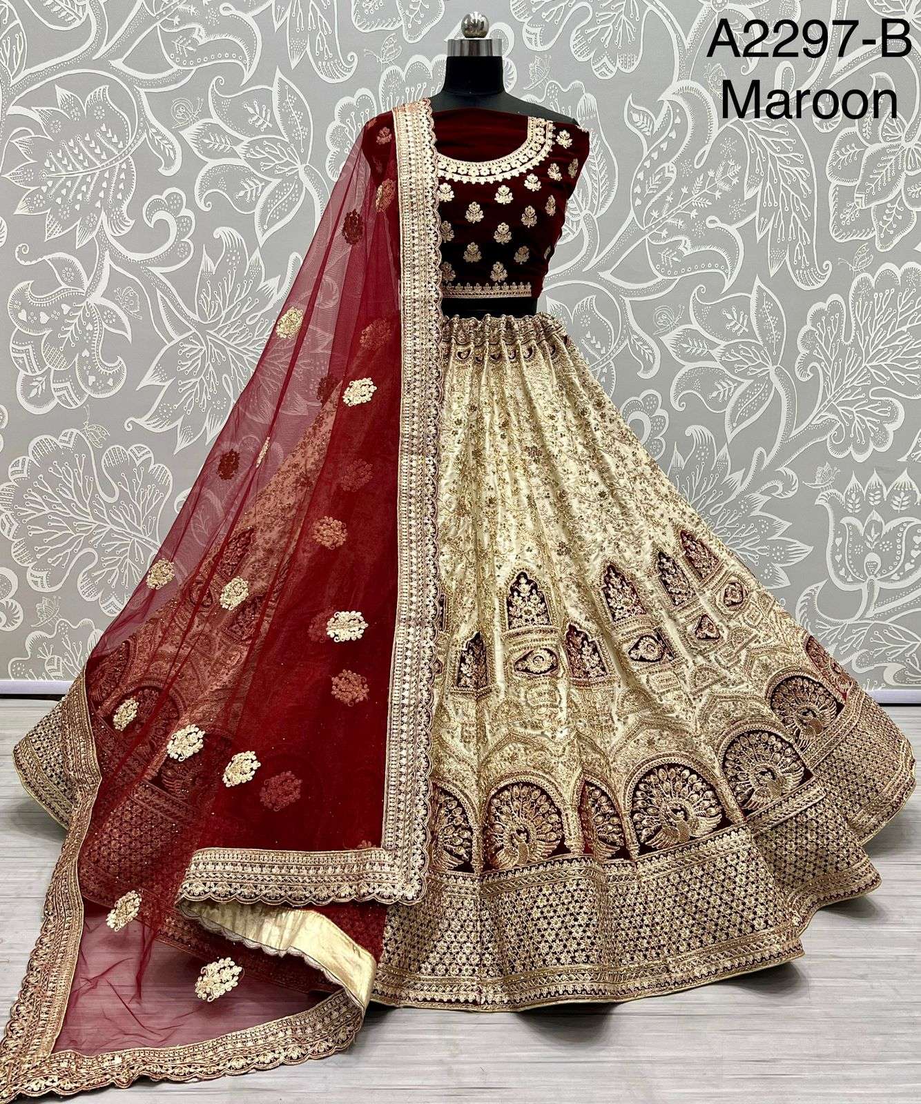 A2297 Silk  with designer wedding wear lehenga choli collect...