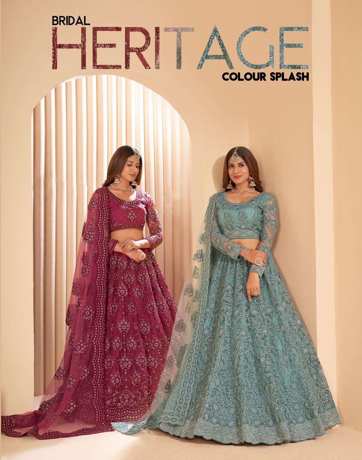 Alizeh Bridal Heritage Colour Splash Net With Designer Lehen...