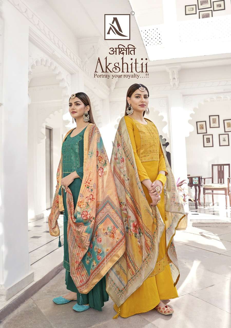 ALOK SUITS AKSHITII JAM COTTON WITH KHATLI WORK DRESS MATERI...