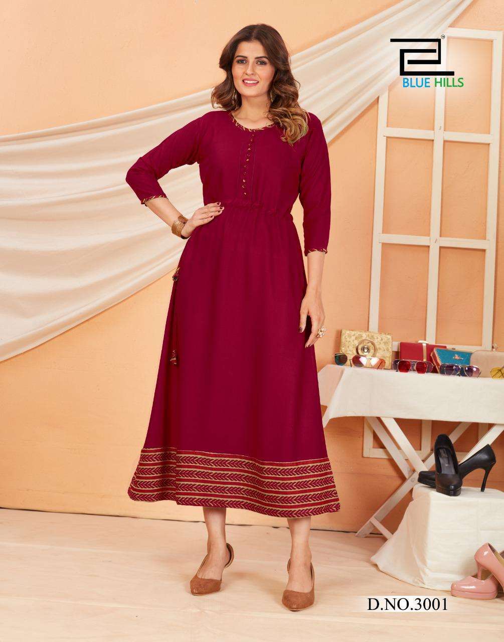 Blue Hills Special VOl 3 Rayon With Fancy Look Gown Style Ku...