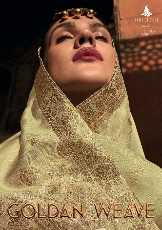 Cindrella Golden Weave Banarasi Silk  With Designer Suit Col...