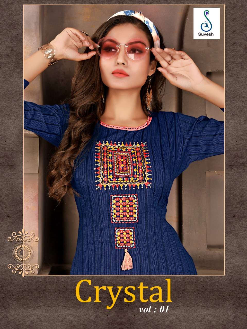 Crystal Vol 1 Rayon With Fancy Embroidery Work Kurti Collect...
