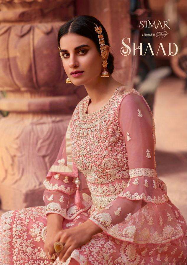 Glossy Shaad Net With Embroidery Work Suit Collection