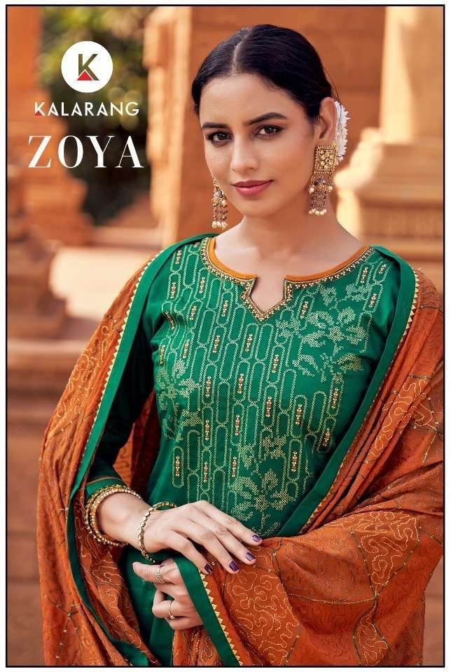 Kessi Fabrics Kalarang Zoya Cotton Silk With Fancy Work Salw...
