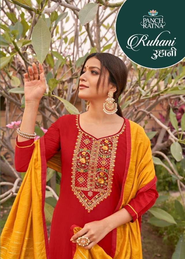 Kessi Fabrics Panch Ratna Ruhani Silk With Fancy Suit Collec...