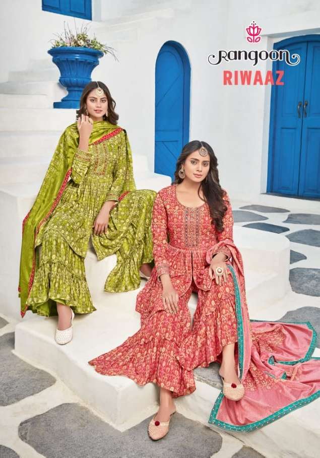 Kessi Fabrics Rangoon Riwaaz Muslin With Fancy Readymade Sui...