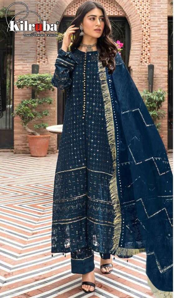 KILRUBA 197 Georgette With Fancy Embroidery Work Pakistani S...