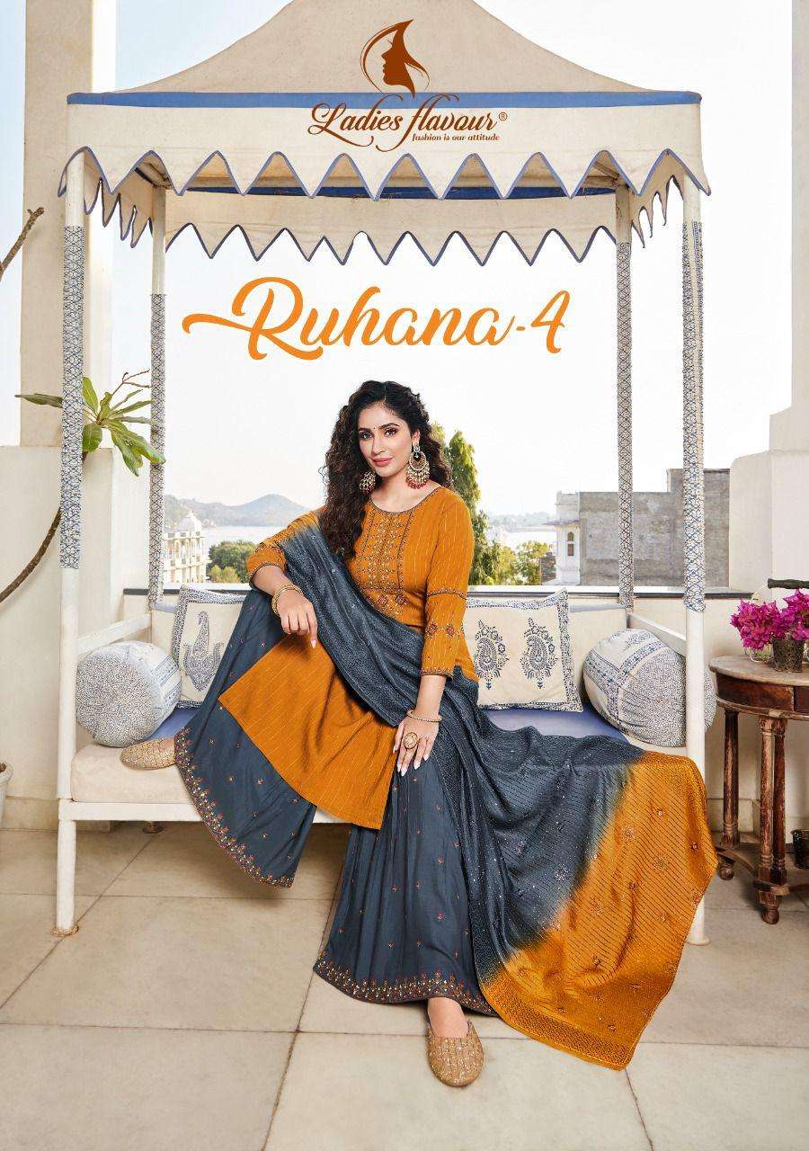 Ladies Flavour Ruhana VOl 4 Viscose With Embroidery Work Rea...