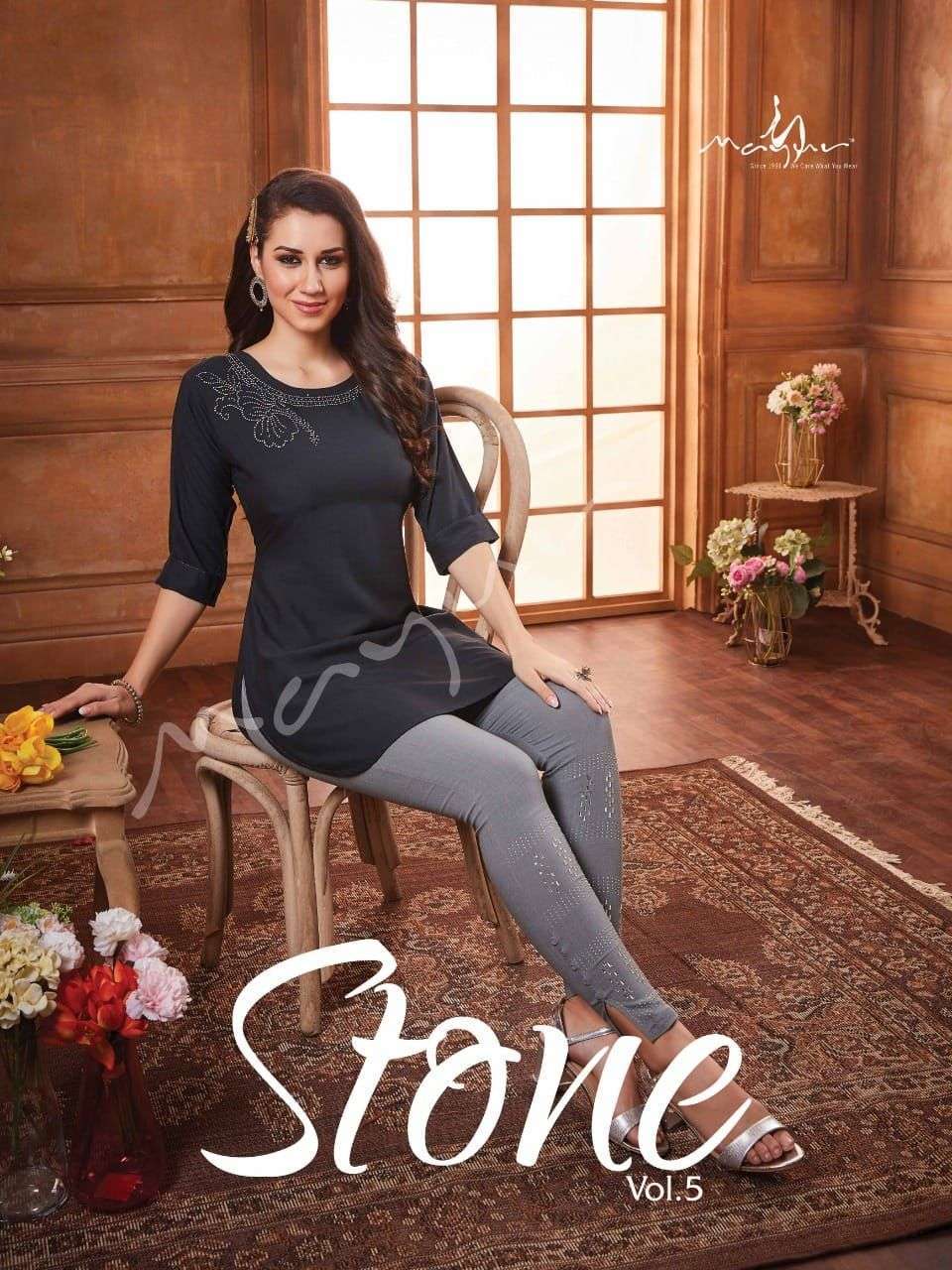 Mayur Creation Stone Vol 5 Lycra Kurti With Pant Collection