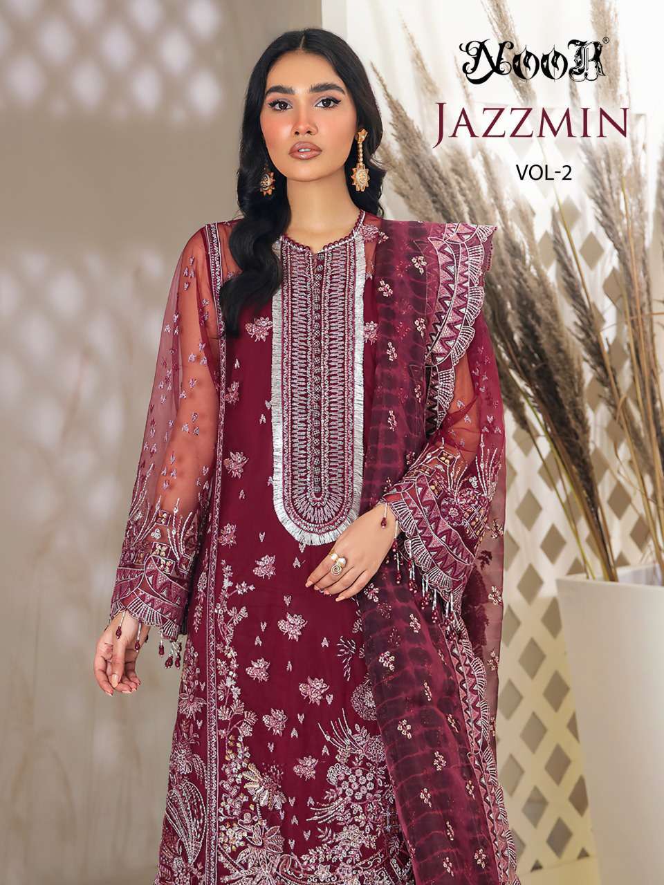 Noor Jazzmin VOl 2  Georgette Net With Embroidery Work Pakis...
