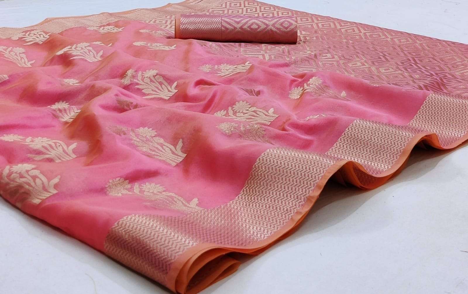 Organza Silk With Jacquard Border Saree Collection
