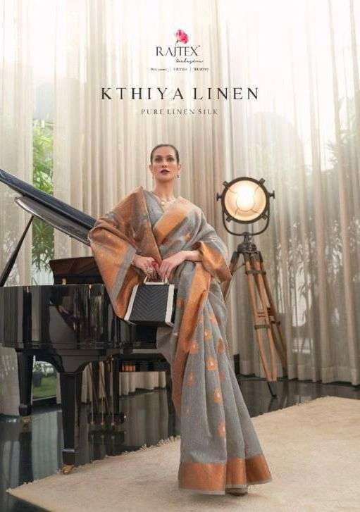 Rajtex Kthiya Linen With Fancy Party Wear Saree Collection