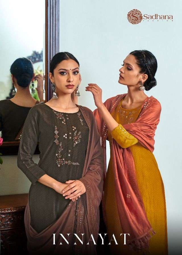 Sadhana Fashion Innayat Chinnon Silk With Fancy Work Suit Co...