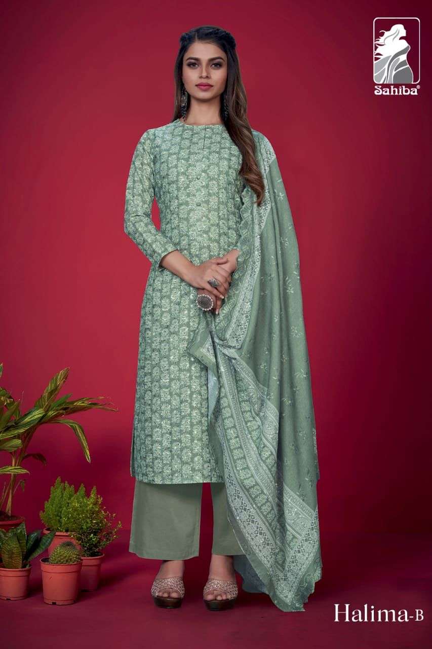 Sahiba Colour Matching Halima Cotton With Fancy Suit Collect...