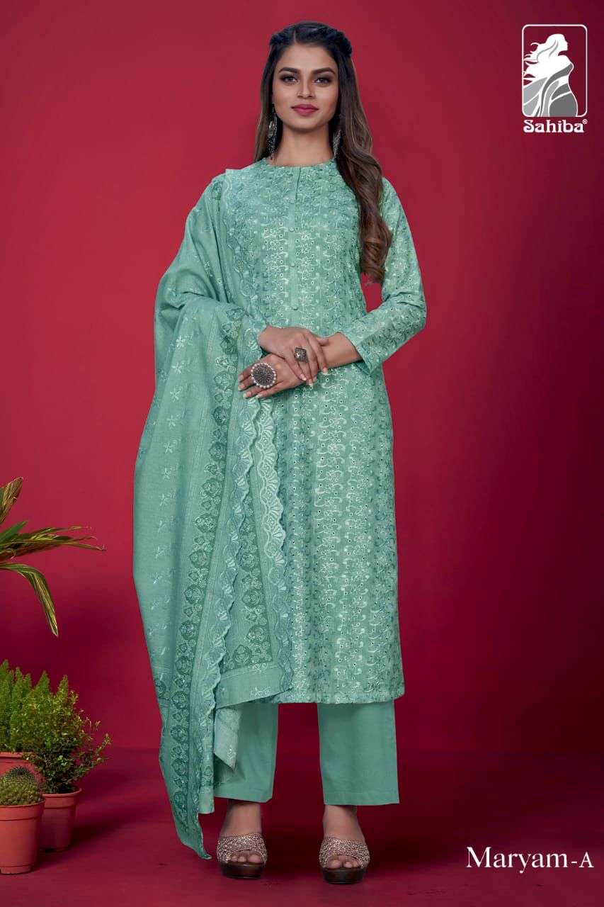 Sahiba Colour Matching Maryam Cotton With Fancy Suit Collect...