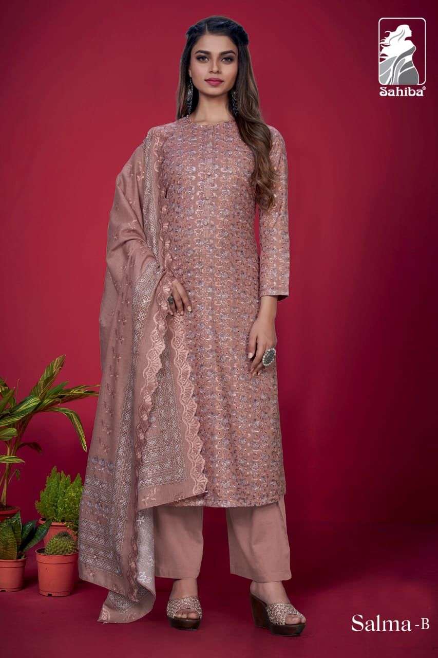 Sahiba Colour Matching Salma Cotton With Fancy Suit Collecti...