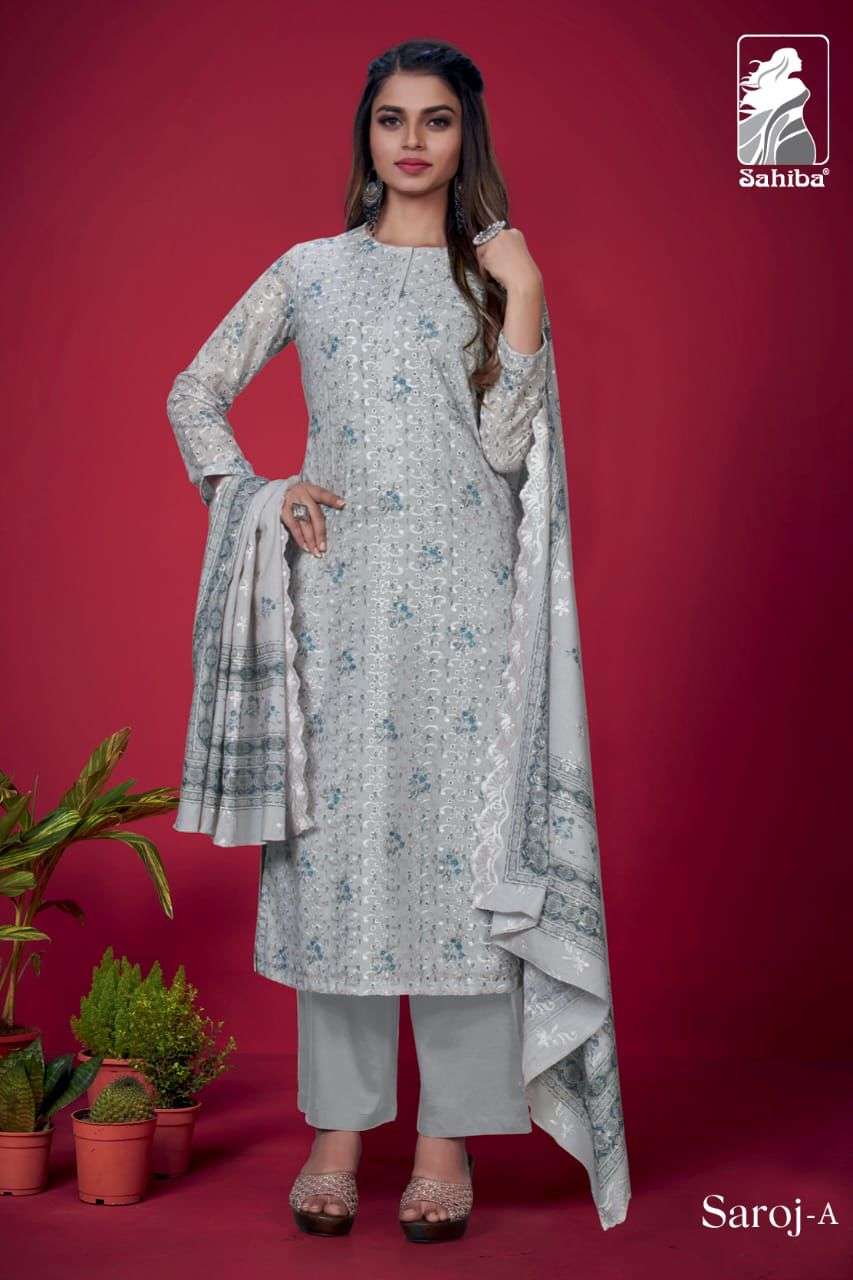 Sahiba Colour Matching Saroj  Cotton With Fancy Suit Collect...