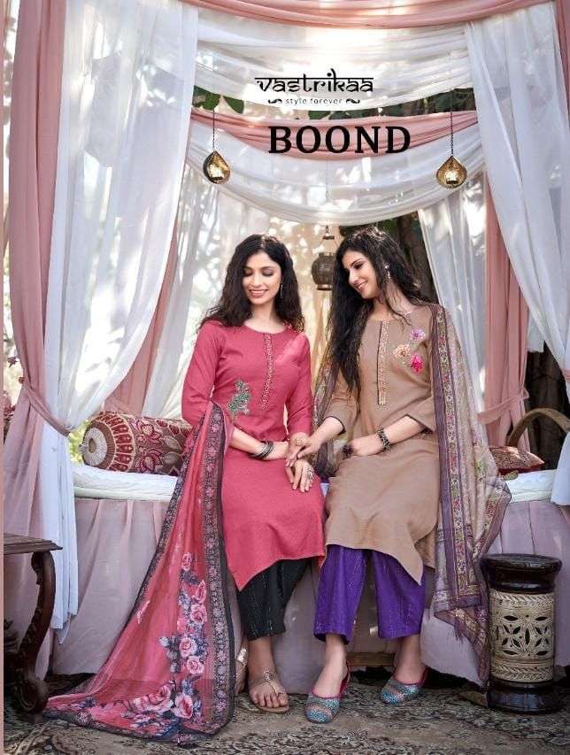 Vastrikaa Boond Viscose With Designer Readymade Suit Collect...