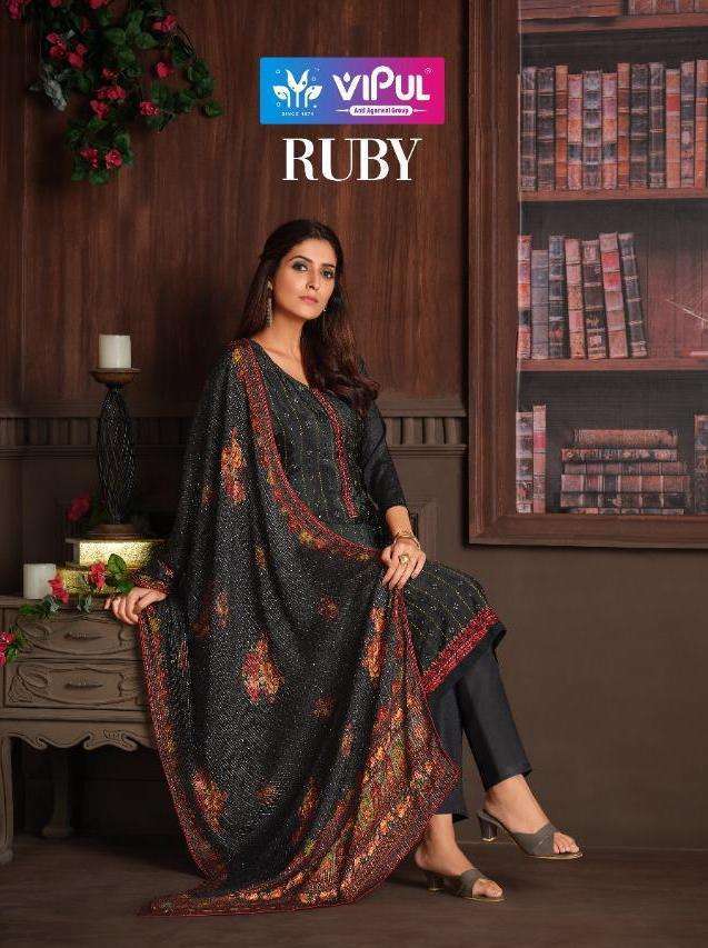 Vipul Fashion Ruby Chinnon With Embroidery Work Suit Collect...