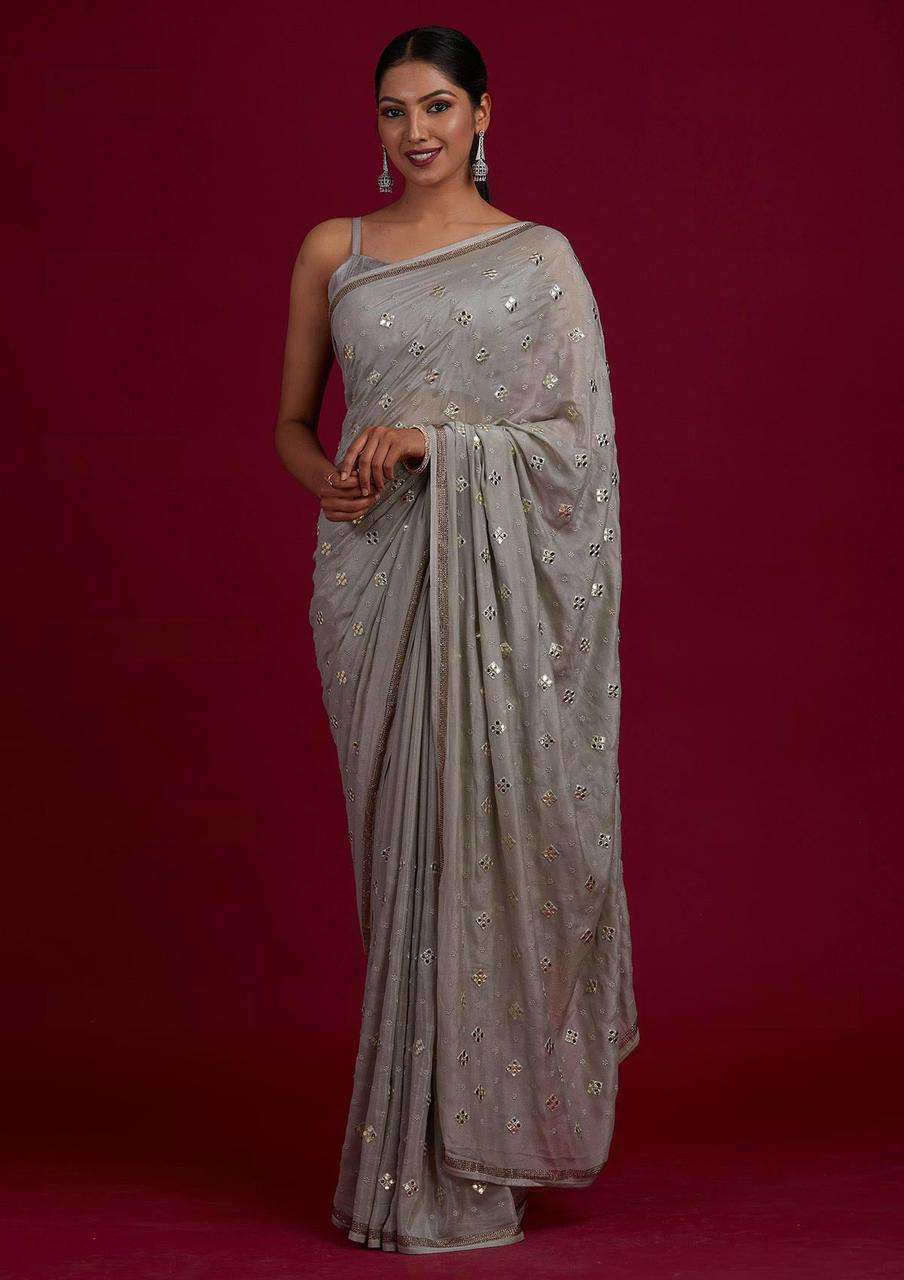 AF Silk With Multi Embroidery Mirror Work Saree Collection