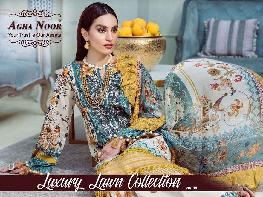 Agha Noor Luxury Lawn Cotton Collection vol 6 Lawn coton wit...