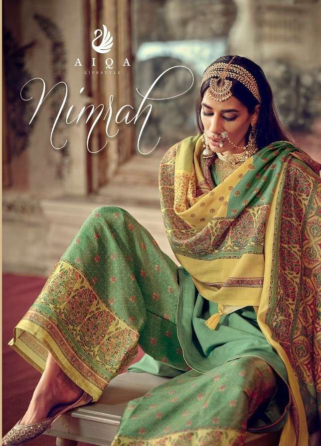 Aiqa Nimrah Art Silk With Fancy Work Suit Collection