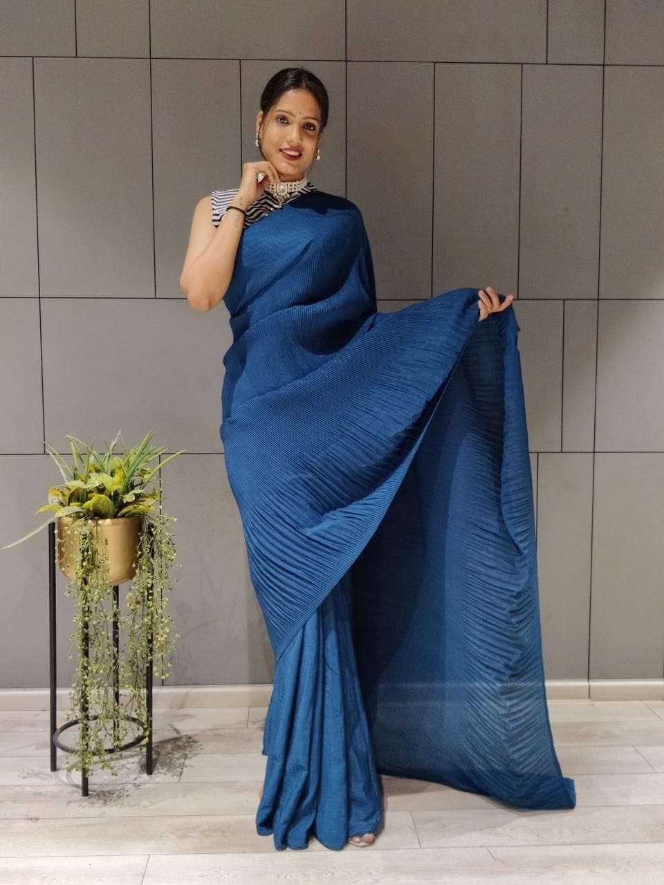 Chinon Silk With Crush Design Saree Collection AT Wholesale ...