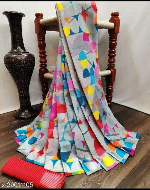 Cotton linen with multi colour regular wear saree