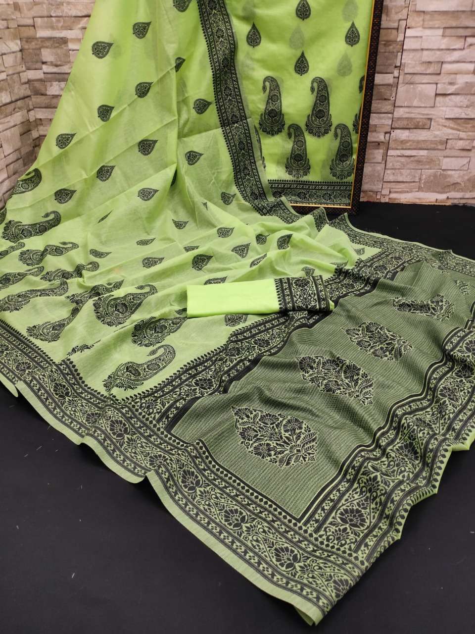 Cotton Silk With Mango Print Saree Collection